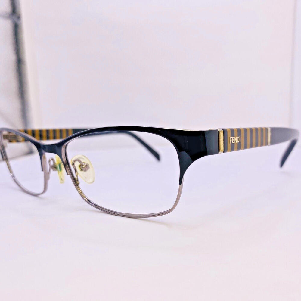 Vintage Fendi Authentic Eyeglasses F1046 001 52 [] 16 135 MM Gold Black